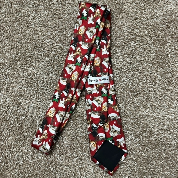 Knotty & Nice Men’s Christmas‎ Cat Themed Novelty Tie 100% Polyester - Picture 2 of 3
